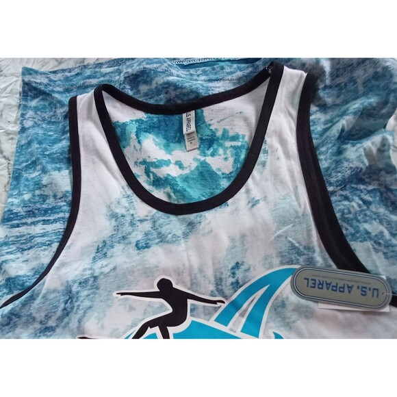 Gulf Shores AL‎ Surf Tank Top Men’s Medium Blue Ocean Wave Print NWT - Picture 5 of 6